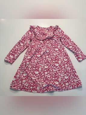 Baby Boden Pink Woodland Floral Bird Print Long Sleeve Dress 3-4Y